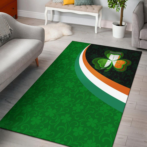 Ireland Celtic Area Rug Irish Flag with Shamrock Patterns