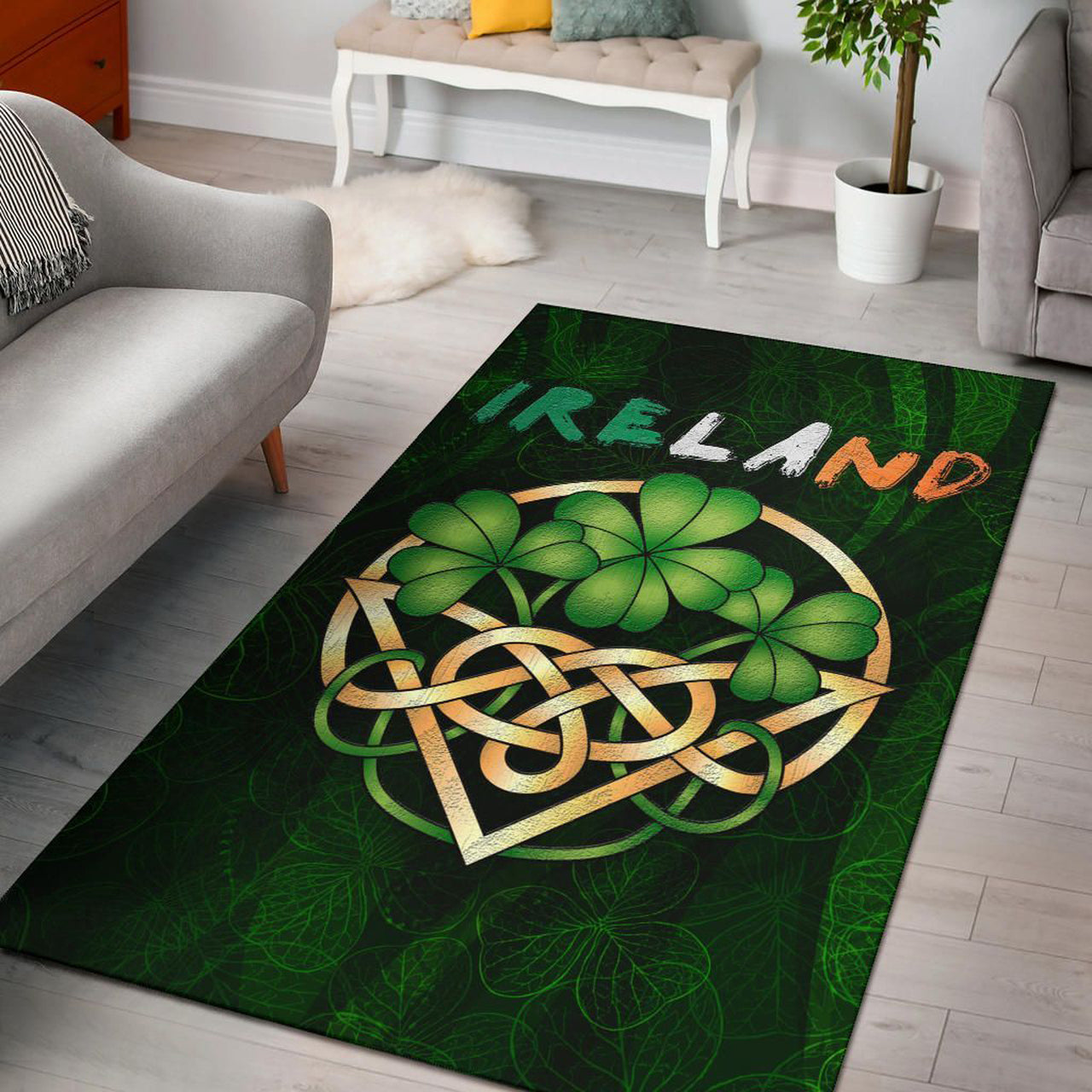 Ireland Celtic Area Rug Irish Shamrock | Celticprime.com – celticprime
