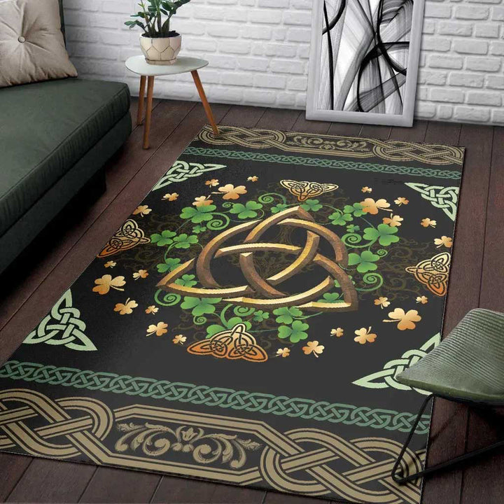 Ireland Celtic Area Rug Irish Shamrock With Celtic Triquetra