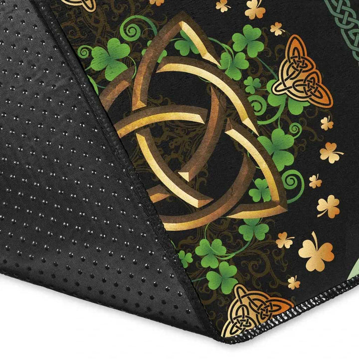 Ireland Celtic Area Rug Irish Shamrock With Celtic Triquetra
