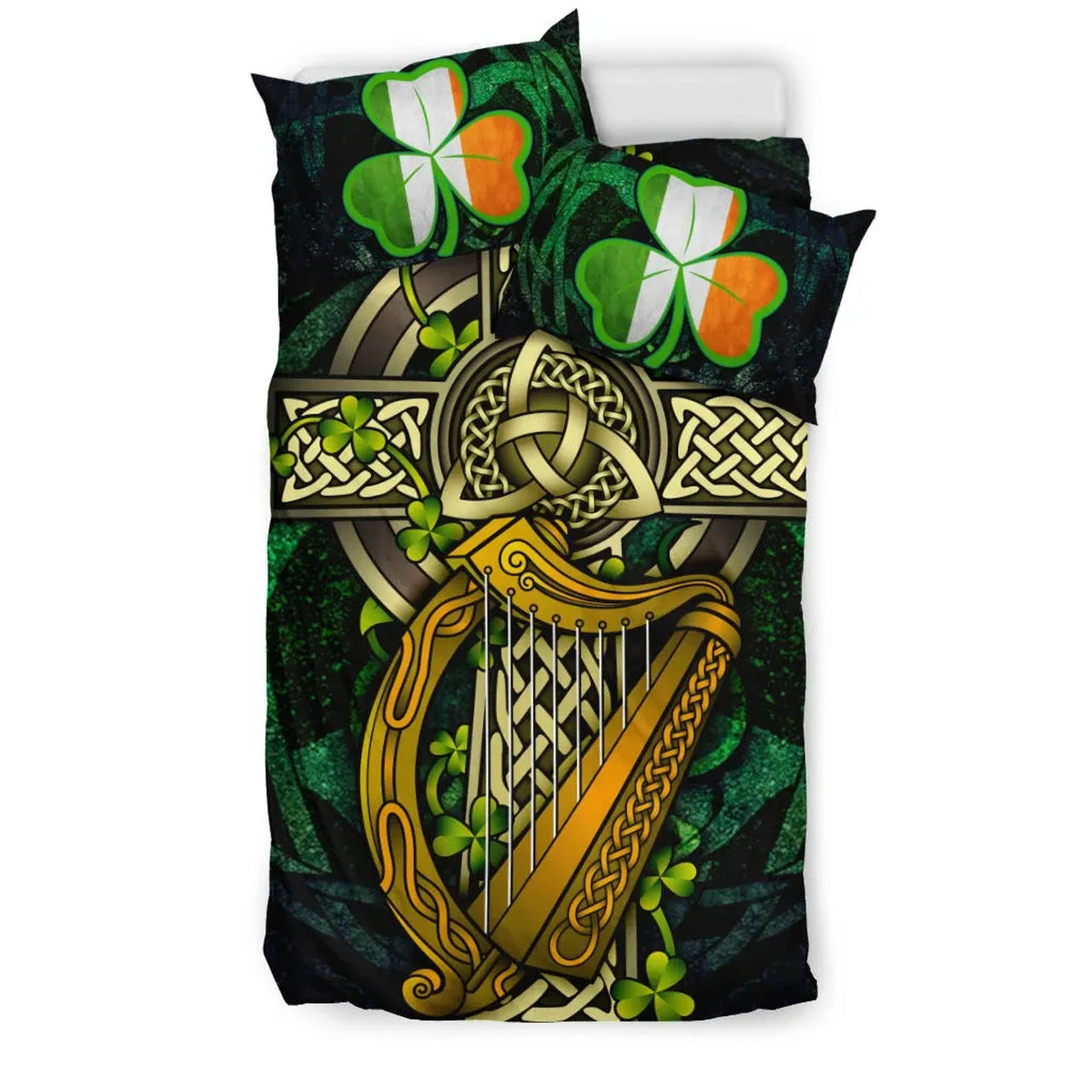 Ireland Celtic Bedding Set - Ireland Coat Of Arms with Celtic Cross ...