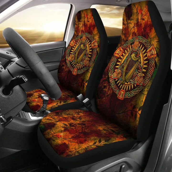 Ireland Celtic Car Seat Covers Irish Coat Of Arms Triangle Knotwork Autumn
