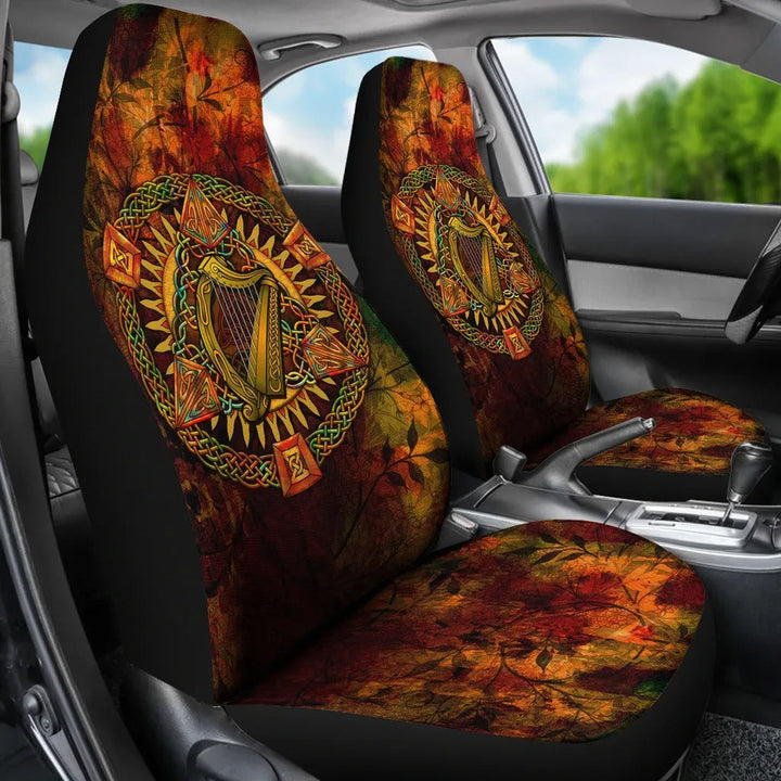 Ireland Celtic Car Seat Covers Irish Coat Of Arms Triangle Knotwork Autumn