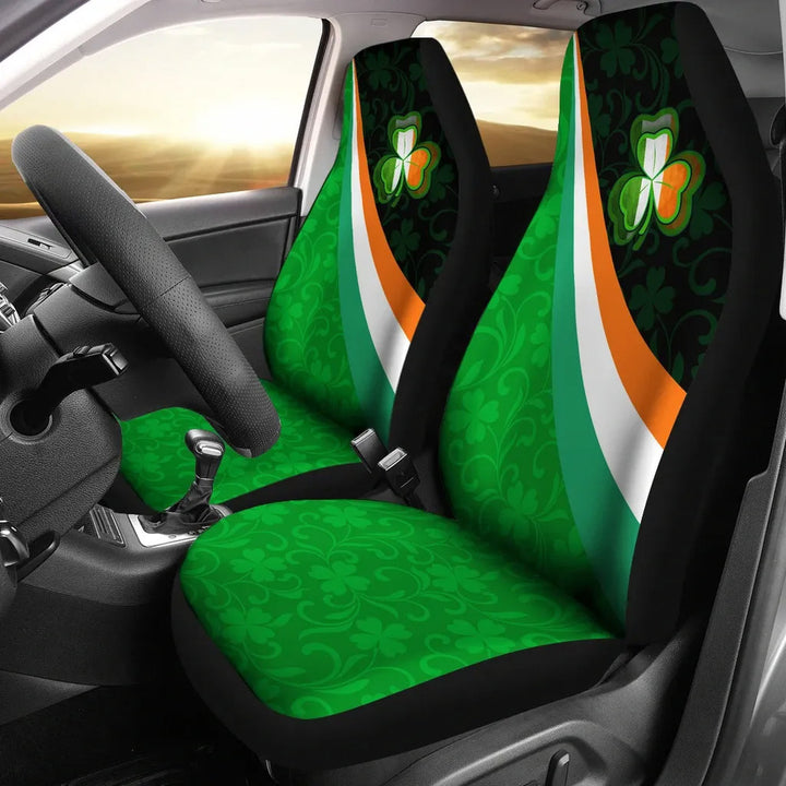 Ireland Celtic Car Seat Covers Irish Flag with Shamrock Patterns