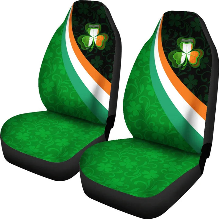 Ireland Celtic Car Seat Covers Irish Flag with Shamrock Patterns