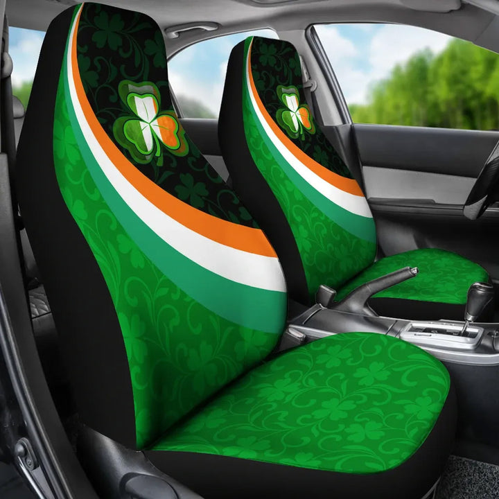 Ireland Celtic Car Seat Covers Irish Flag with Shamrock Patterns