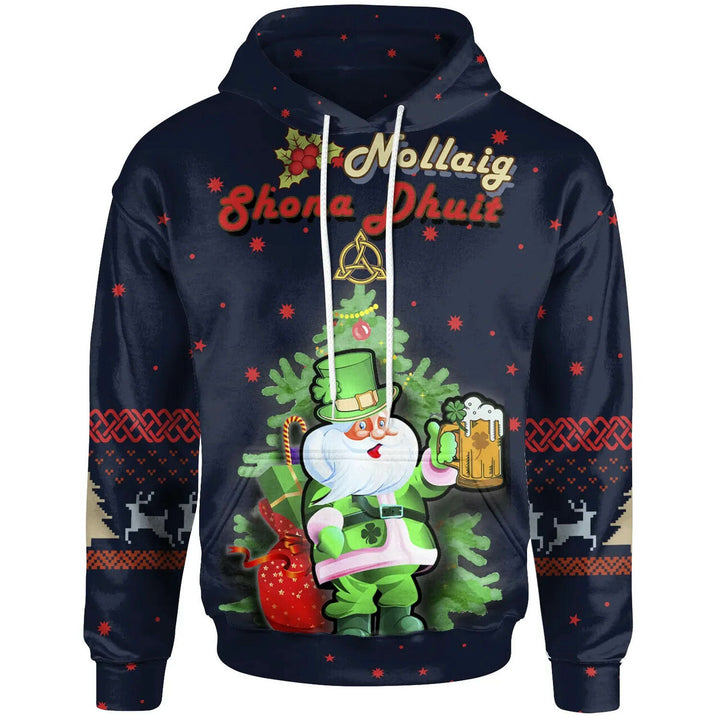 Ireland Celtic Christmas Hoodie - Irish Santa & Christmas Tree