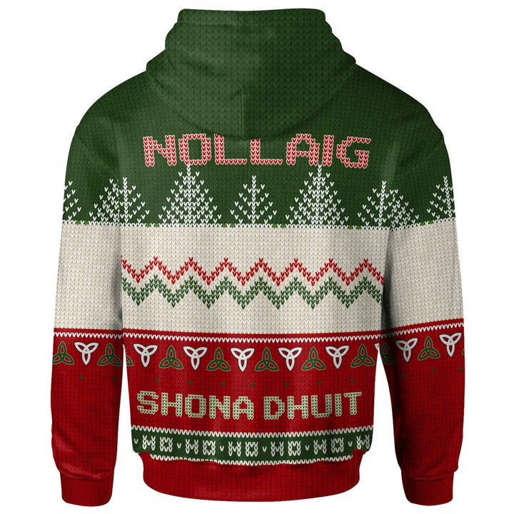 Ireland Celtic Christmas Hoodie - Irish Santa Ugly Christmas Style Green