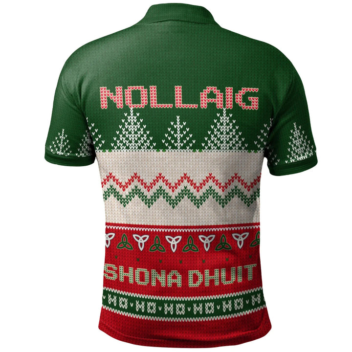 Ireland Celtic Christmas Polo Shirt Irish Santa Ugly Christmas Green