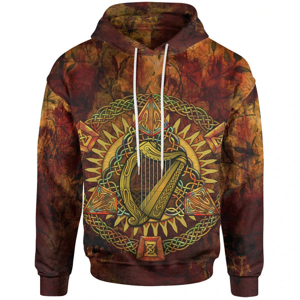 Ireland Celtic Hoodie - Irish Coat Of Arms Triangle Knotwork Autumn Style