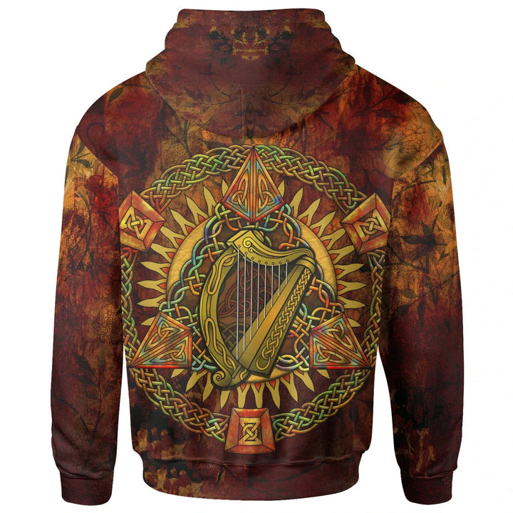 Ireland Celtic Hoodie - Irish Coat Of Arms Triangle Knotwork Autumn Style