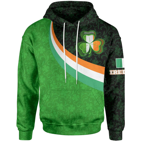 Ireland Celtic Hoodie - Irish Flag with Shamrock Patterns