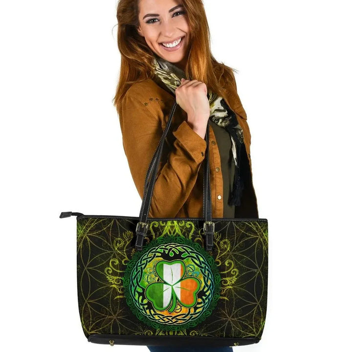 Ireland Celtic Leather Tote Bag - Irish Tree of Life