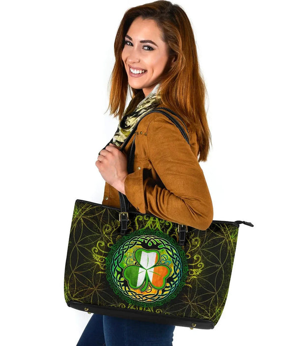 Ireland Celtic Leather Tote Bag - Irish Tree of Life