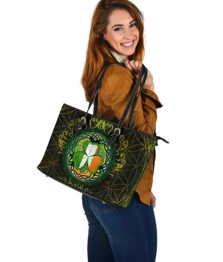 Ireland Celtic Leather Tote Bag - Irish Tree of Life