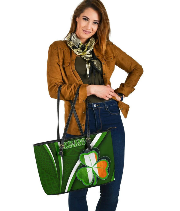 Ireland Celtic Leather Tote Bag - Proud To Be Irish