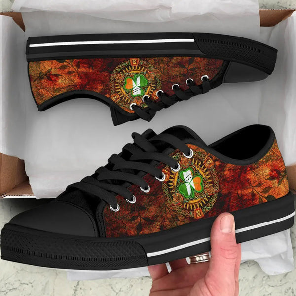 Ireland Celtic Low Top Shoe - Irish Shamrock Triangle Knotwork Autumn Style
