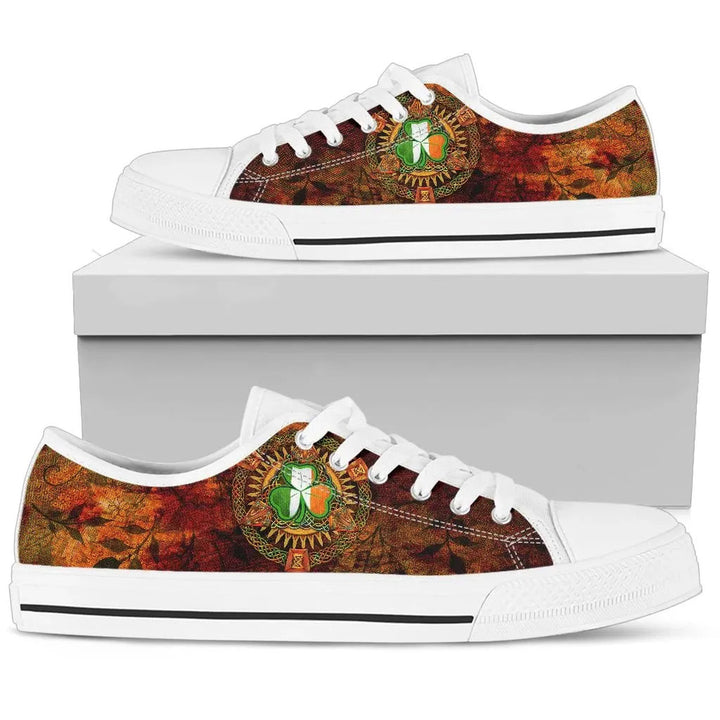 Ireland Celtic Low Top Shoe - Irish Shamrock Triangle Knotwork Autumn Style