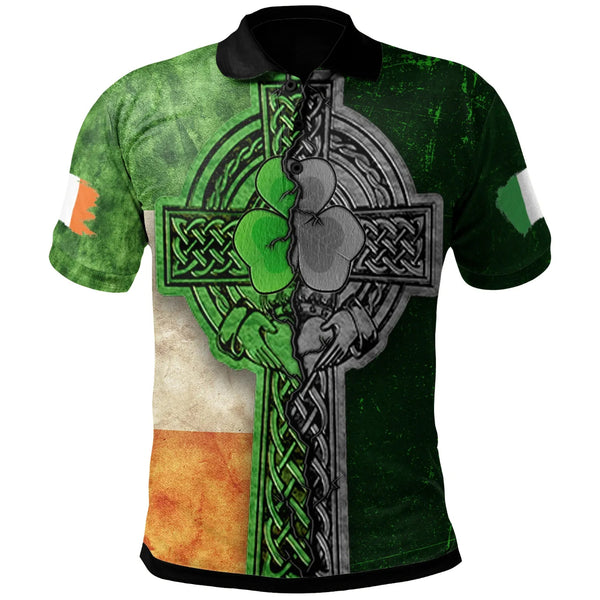 Ireland Celtic Polo Shirt Irish Claddagh Cross