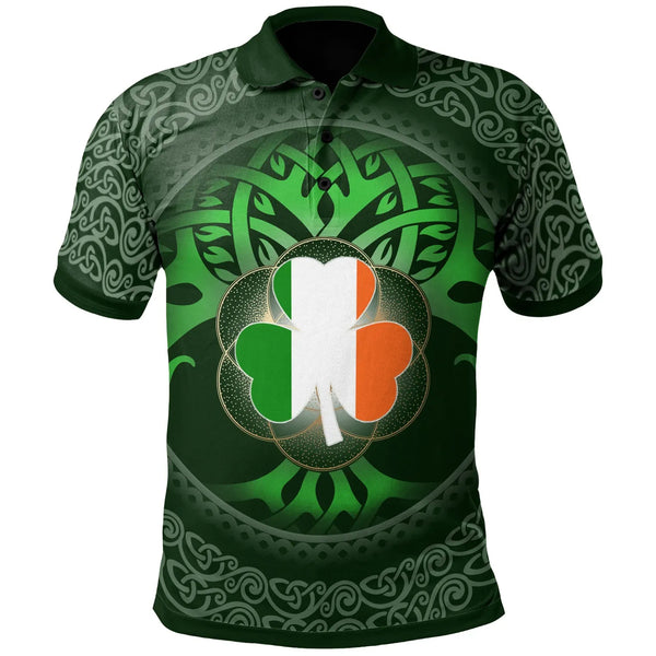 Ireland Celtic Polo Shirt Irish Shamrock & Tree of Life