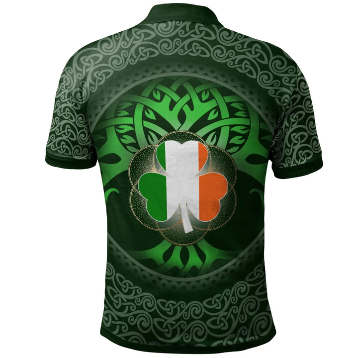 Ireland Celtic Polo Shirt Irish Shamrock & Tree of Life