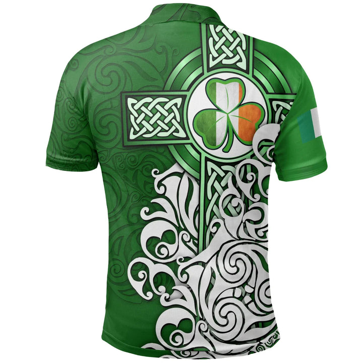 Ireland Celtic Polo Shirts Irish Shamrock Flag With Celtic Cross