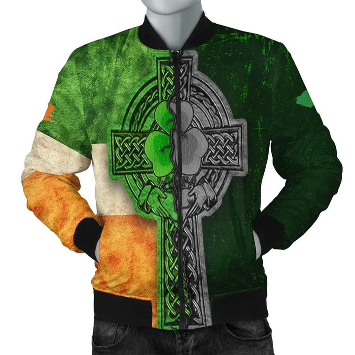 Ireland Celtic Unisex Bomber Jacket - Irish Claddagh Cross