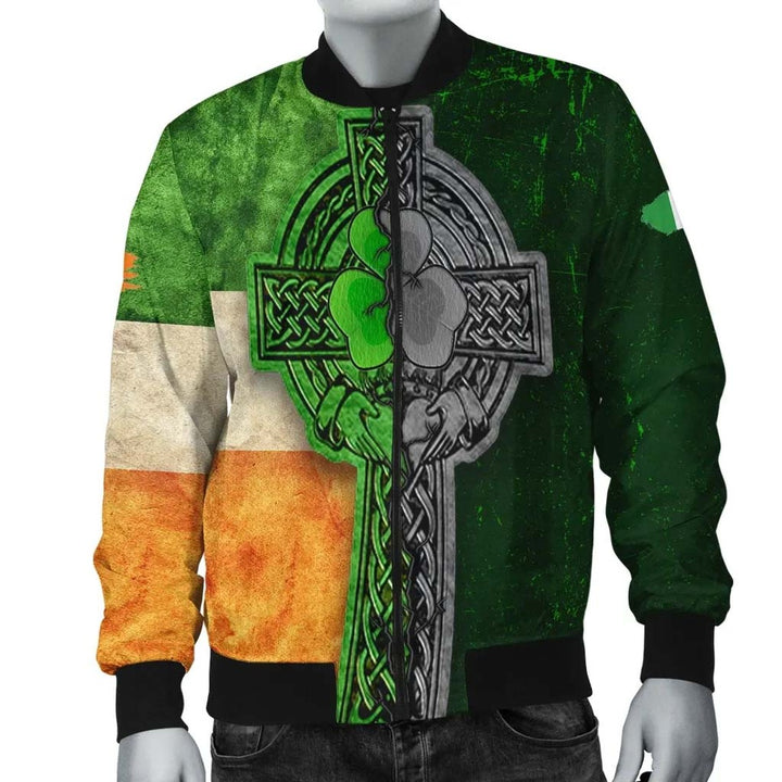 Ireland Celtic Unisex Bomber Jacket - Irish Claddagh Cross