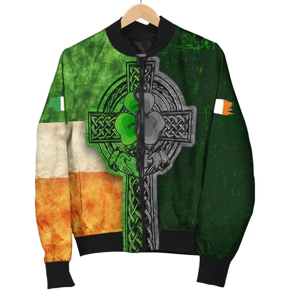 Ireland Celtic Unisex Bomber Jacket - Irish Claddagh Cross