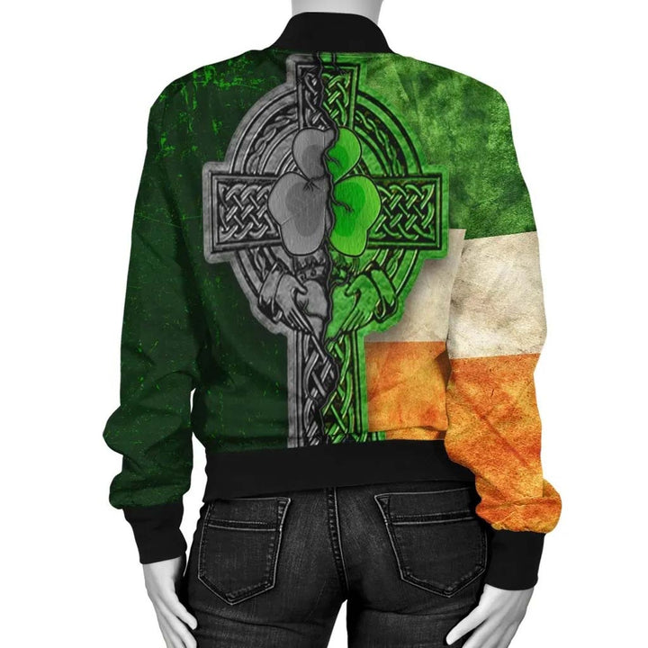 Ireland Celtic Unisex Bomber Jacket - Irish Claddagh Cross