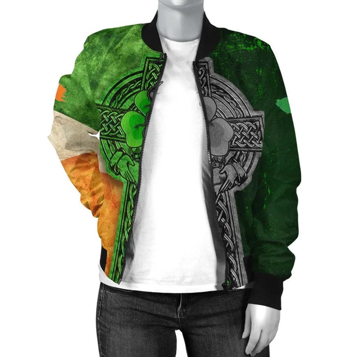 Ireland Celtic Unisex Bomber Jacket - Irish Claddagh Cross
