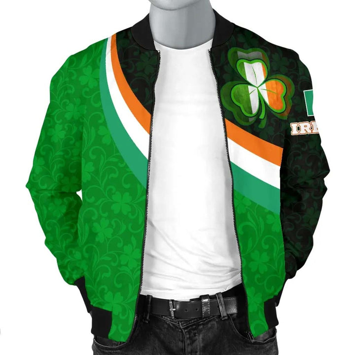 Ireland Celtic Unisex Bomber Jacket - Irish Flag with Shamrock Patterns