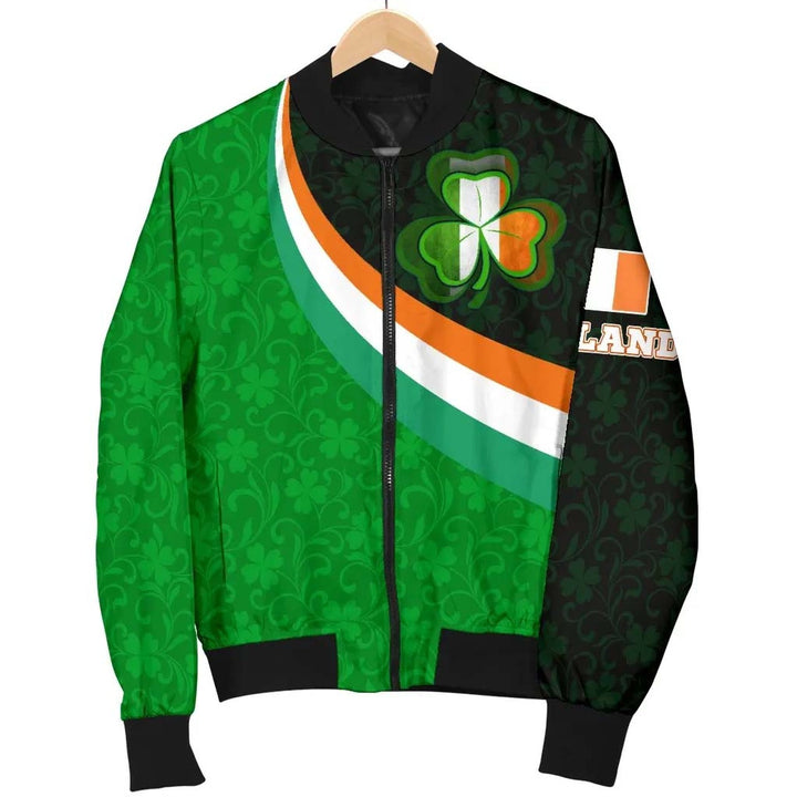 Ireland Celtic Unisex Bomber Jacket - Irish Flag with Shamrock Patterns