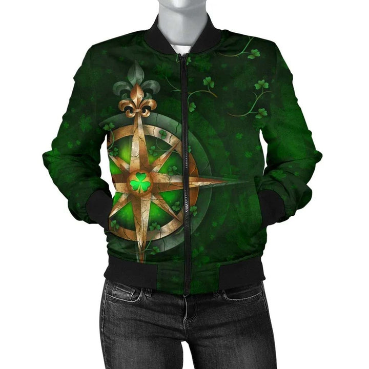 Ireland Unisex Bomber Jacket - Celtic Irish Compass & Shamrock
