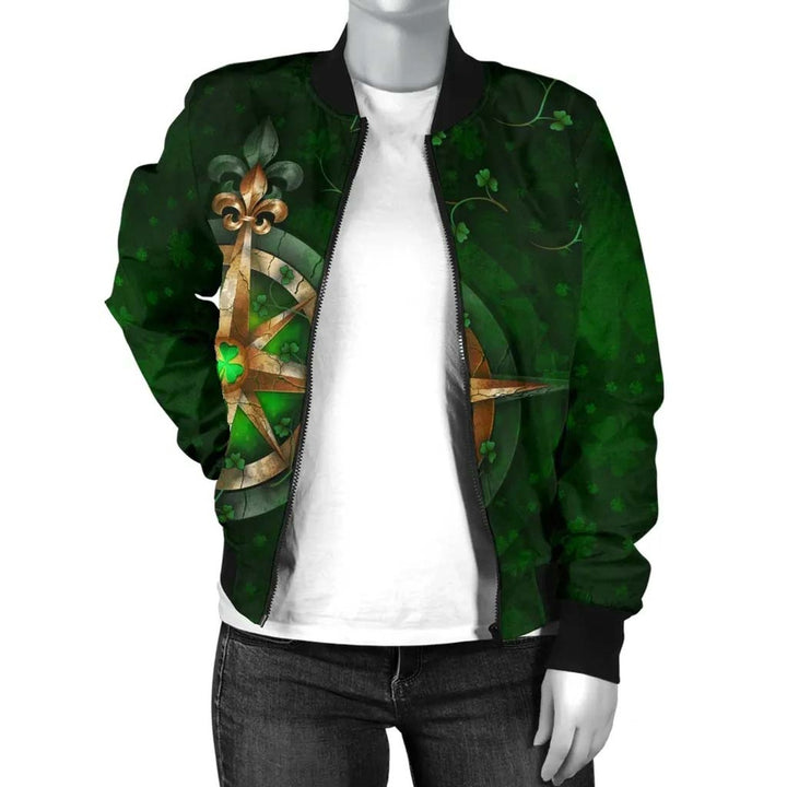 Ireland Unisex Bomber Jacket - Celtic Irish Compass & Shamrock