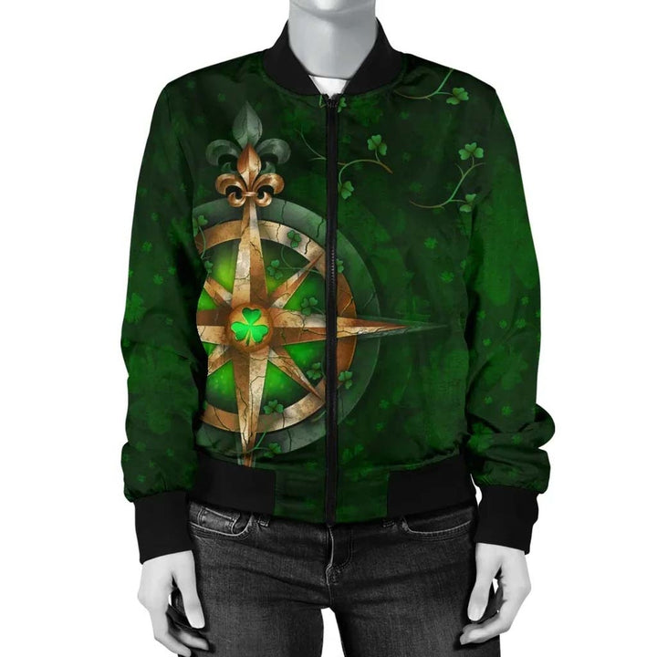 Ireland Unisex Bomber Jacket - Celtic Irish Compass & Shamrock