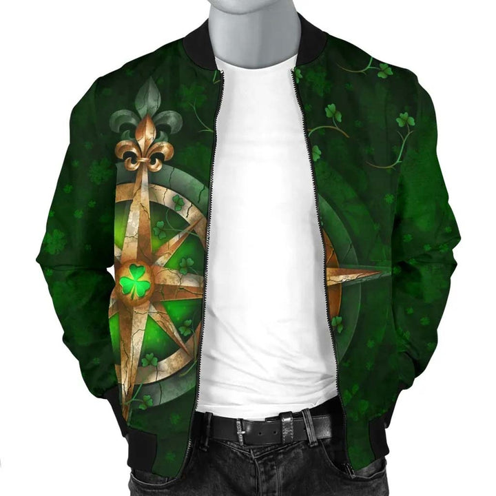 Ireland Unisex Bomber Jacket - Celtic Irish Compass & Shamrock