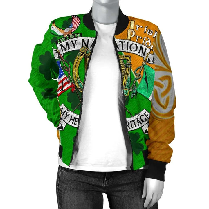 My Nation My Heritage Unisex Bomber Jacket - Irish Americans Gaedheal-Mheiriceánaigh