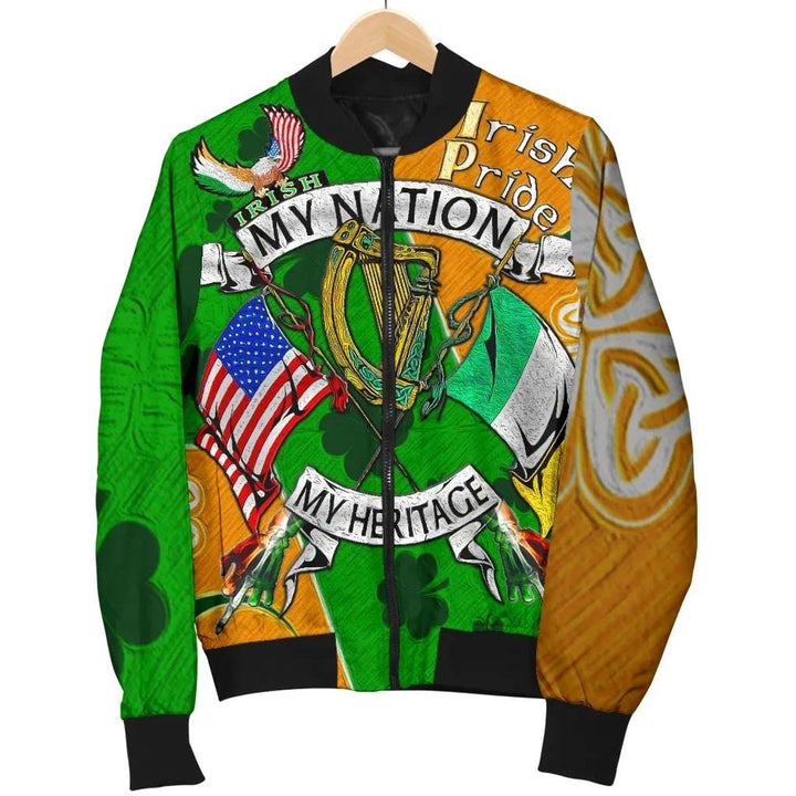 My Nation My Heritage Unisex Bomber Jacket - Irish Americans Gaedheal-Mheiriceánaigh