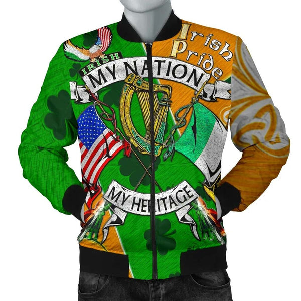 My Nation My Heritage Unisex Bomber Jacket - Irish Americans Gaedheal-Mheiriceánaigh