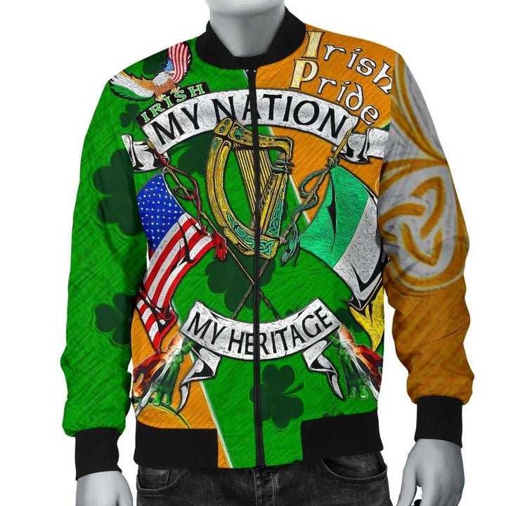 My Nation My Heritage Unisex Bomber Jacket - Irish Americans Gaedheal-Mheiriceánaigh