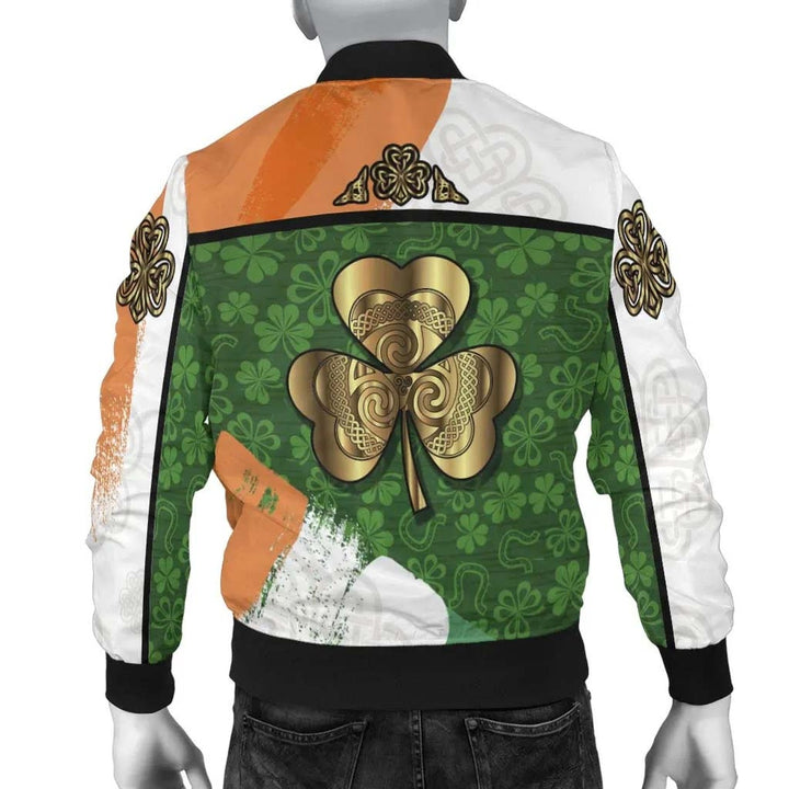 Celtic All O Print Bomber Jacket - Irish Shamrock With Celtic Cross