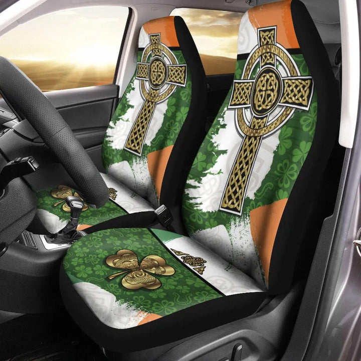 Products Celtic All Over Print Car Seat Covers Irish Shamrock With Celtic Cross