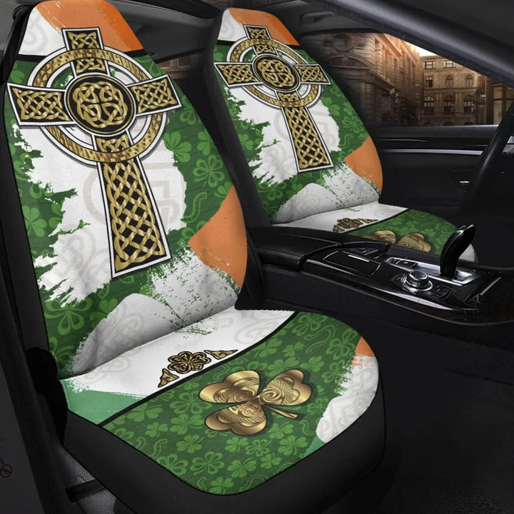 Products Celtic All Over Print Car Seat Covers Irish Shamrock With Celtic Cross