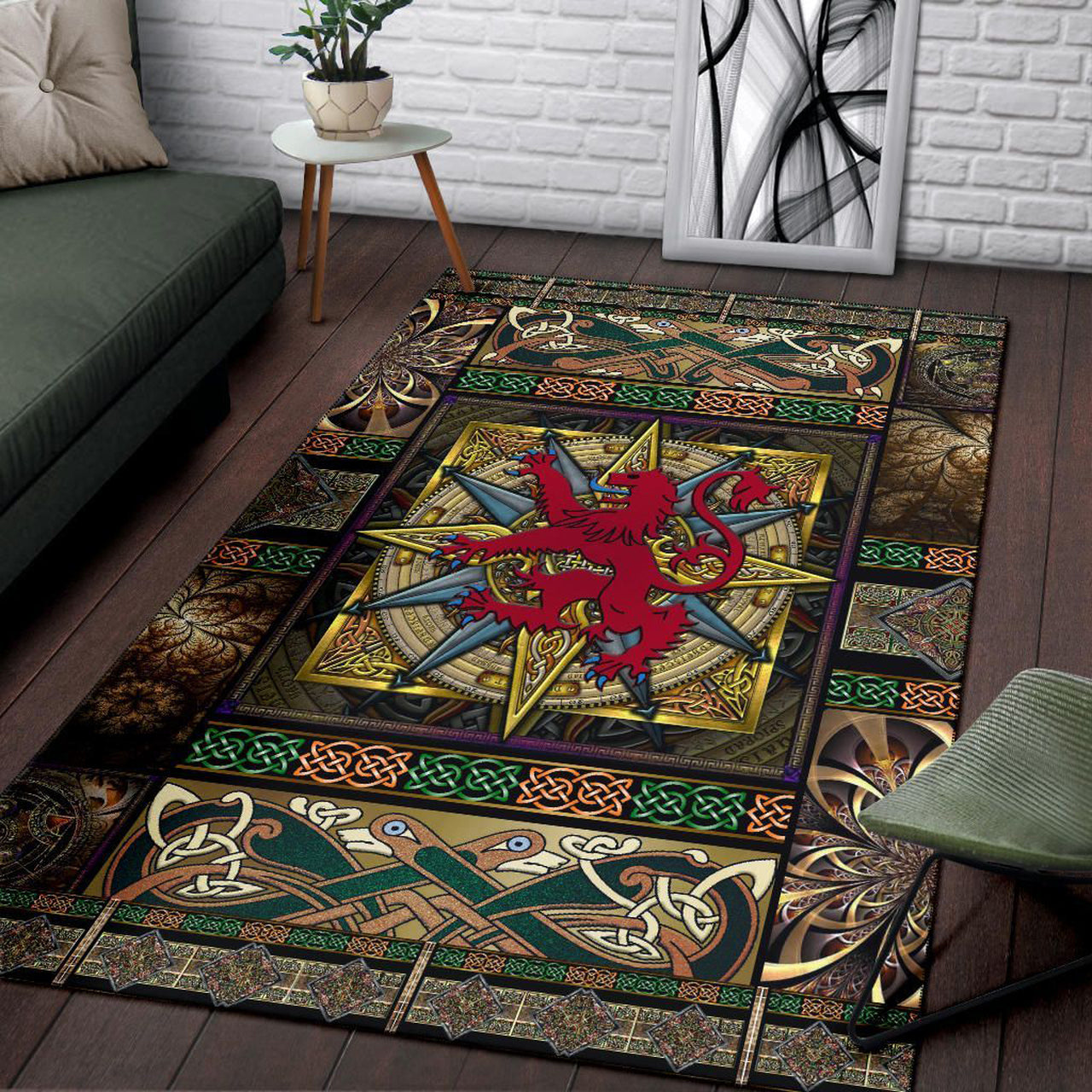 Scotland Area Rug Scotland Lion With Celtic Compass | Celticprime.com ...
