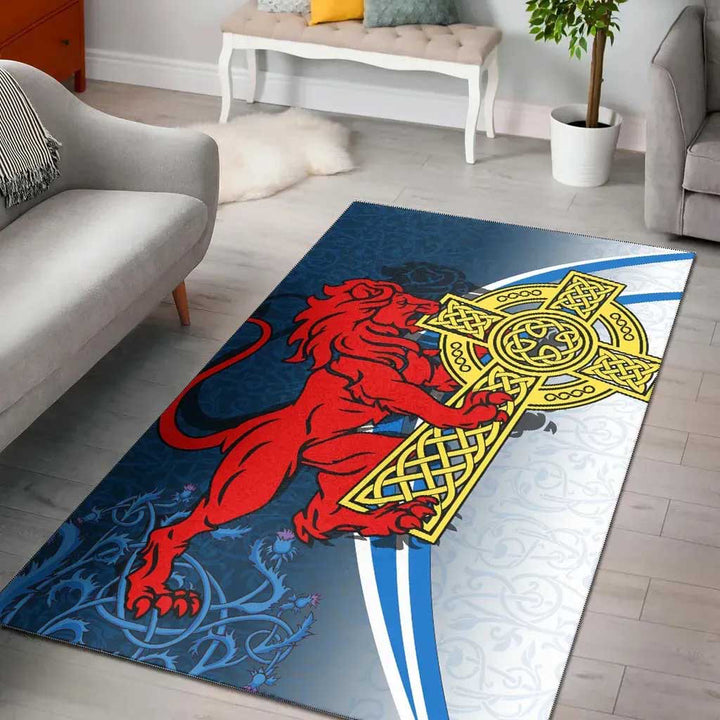 Scotland Area Rug Scottish Lion With Celtic Cross