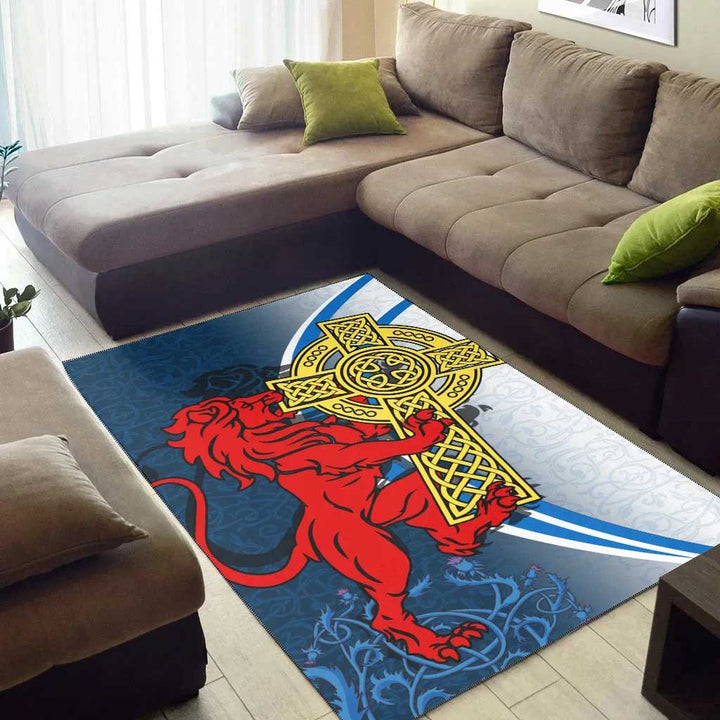 Scotland Area Rug Scottish Lion With Celtic Cross