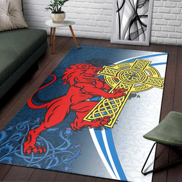 Scotland Area Rug Scottish Lion With Celtic Cross