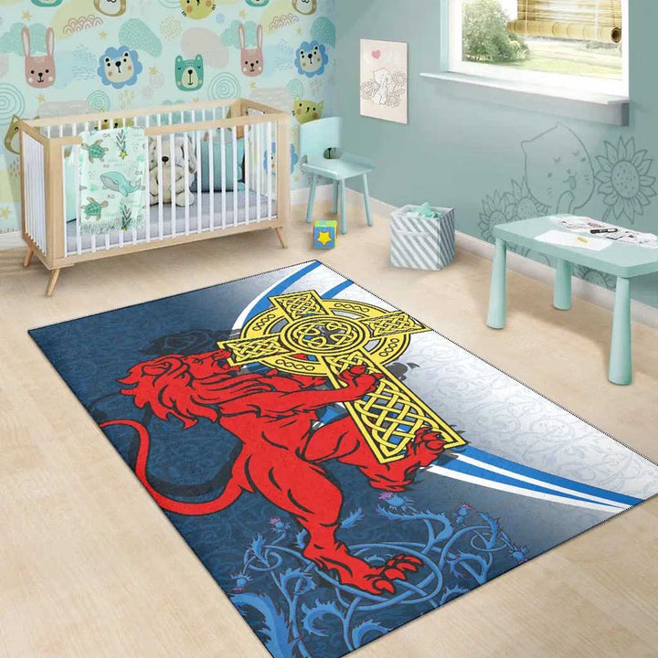Scotland Area Rug Scottish Lion With Celtic Cross