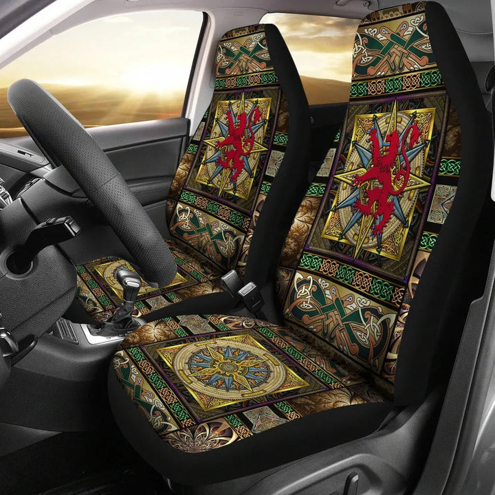 Scotland Car Seat Covers Scotland Lion With Celtic Compass
